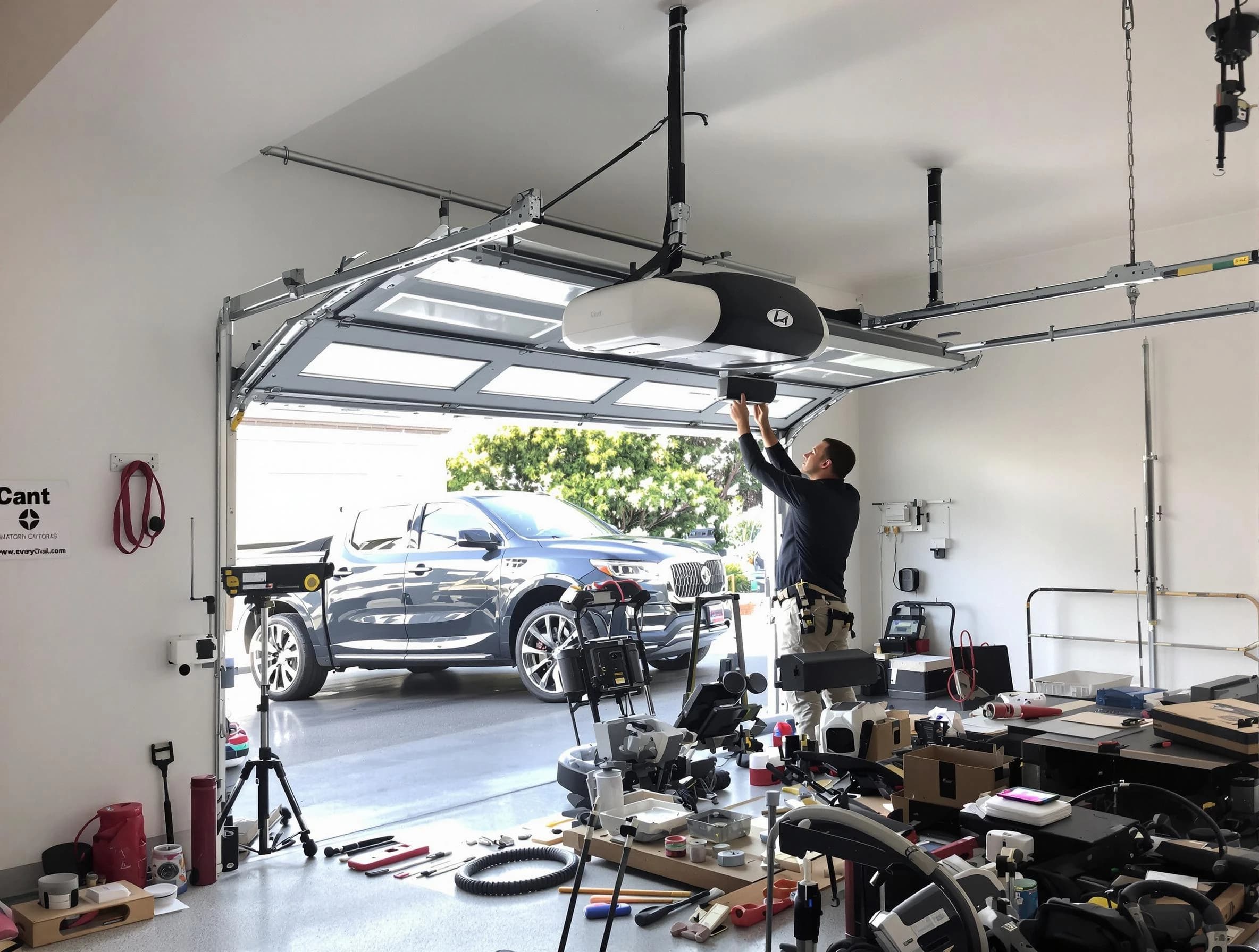 Gloucester Garage Door Repair specialist installing smart garage door opener system in Gloucester home