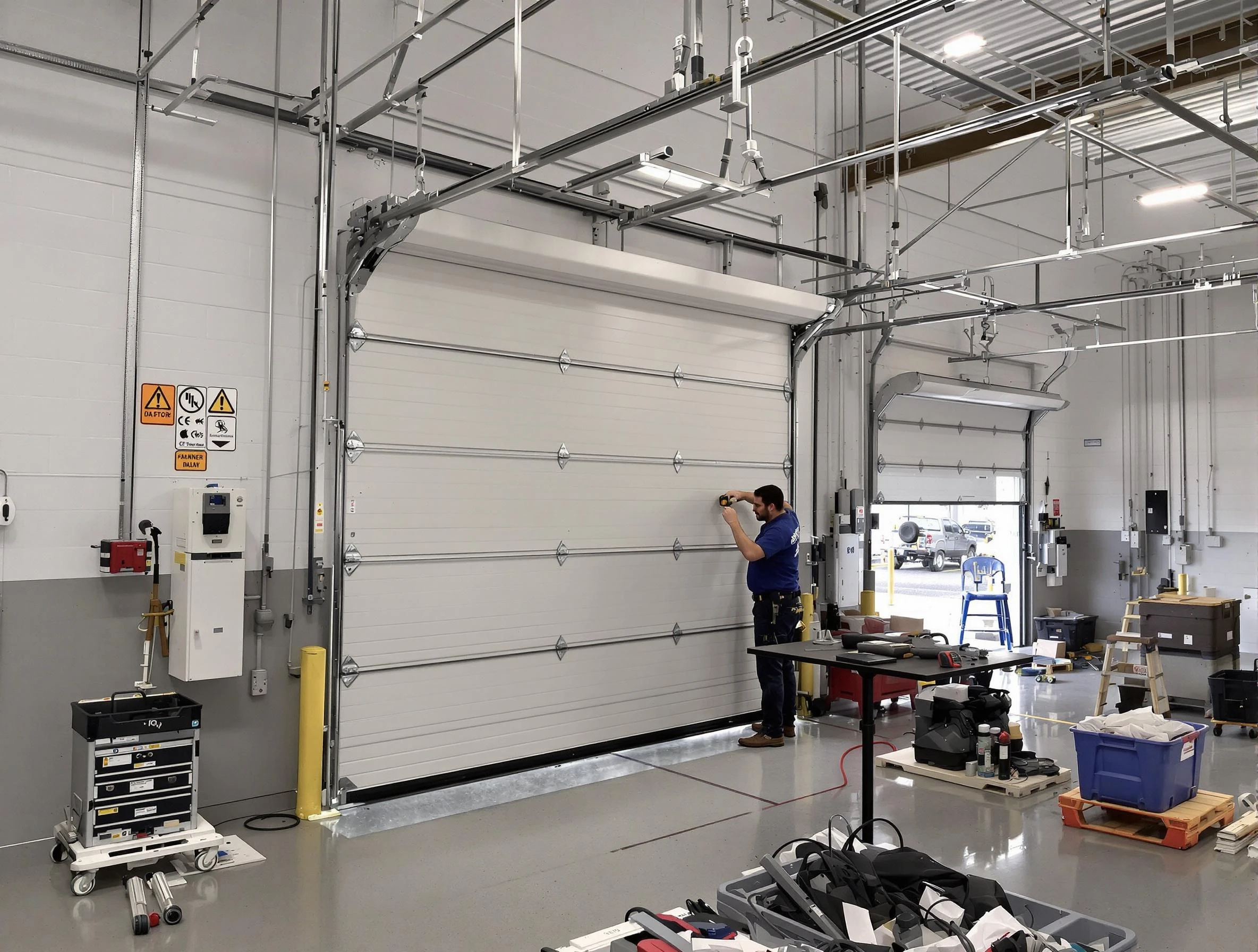 Commercial garage door repair being performed by Gloucester Garage Door Repair expert in Gloucester